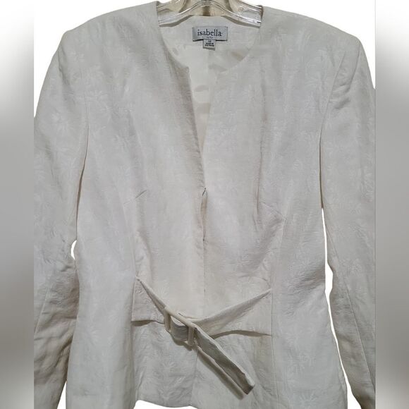 Isabella Suits Women's  Cream Belted Jacket Sz 12 - Picture 4 of 6